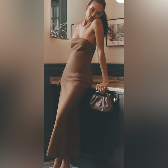 anthropologie brown strapless dress Chelsea Bodycon Maxi Dress Brown  Stelly